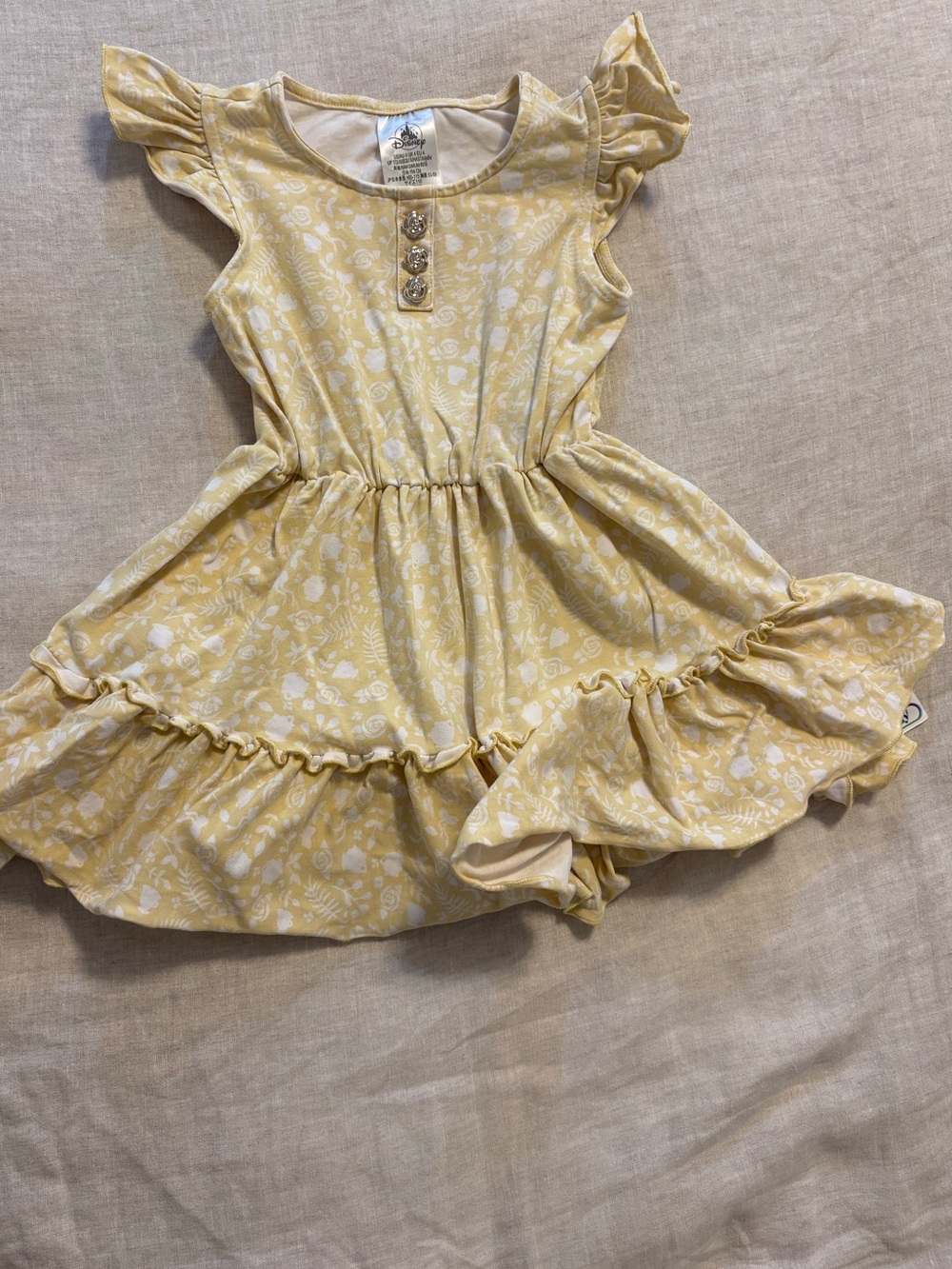 Disney ily 4EVER Girls Size 4 Yellow Belle Beauty and the Beast Floral Dress